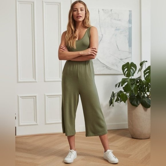 RW&CO. Pants - RW & Co. French Terry Cropped Sleeveless  Jumpsuit